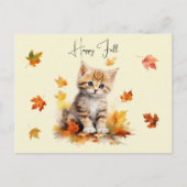 Niedlich Orange Tabby Kitten in Herbstlauben Postkarte (Vorderseite)