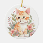 Niedlich Orange Tabby Kitten Keramik Ornament (Vorne)