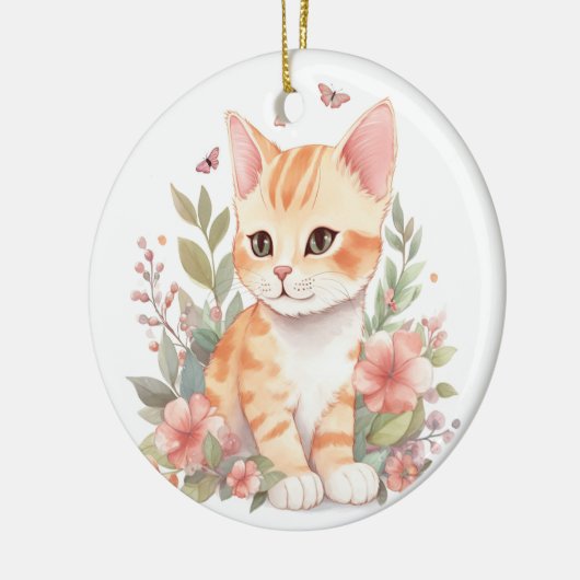 Niedlich Orange Tabby Kitten Keramik Ornament (Links)