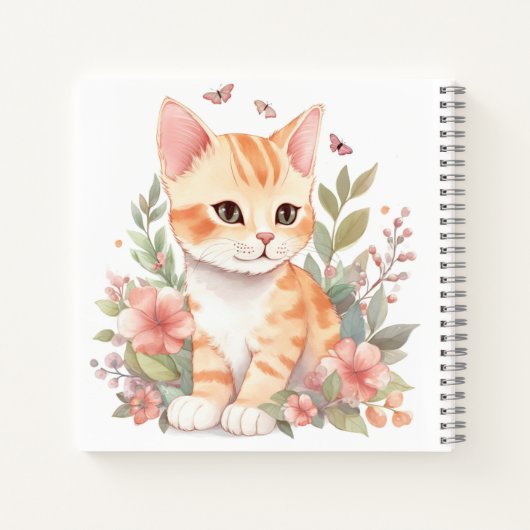 Niedlich Orange Tabby Kitten mit Frühlingsblumen Notizblock (Rückseite)