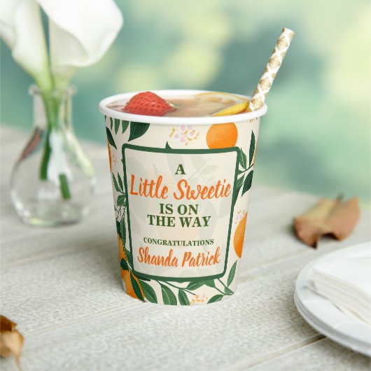 Niedlich Orange Theme Baby Dusche Pappbecher (In Situ)