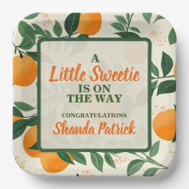 Niedlich Orange Theme Baby Dusche Pappteller