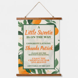 Niedlich Orange Theme Baby Dusche Wandteppich Mit Holzrahmen