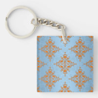 Niedlich Orange und Blue Damask