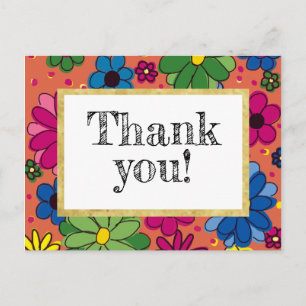 Niedlich Orange und Bright Floral Geburtstag Viele Postkarte