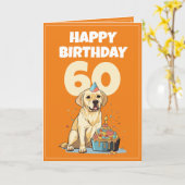 Niedlich Orange und White Labrador Husband 60. Geb Karte (Gelbe Blume)