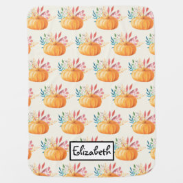 Niedlich Orange Watercolor Pumpkin Pattern Babydecke