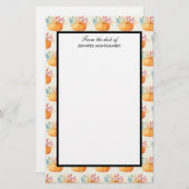 Niedlich Orange Watercolor Pumpkin Pattern Briefpapier (Vorne/Hinten)