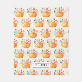 Niedlich Orange Watercolor Pumpkin Pattern Fleecedecke