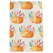 Niedlich Orange Watercolor Pumpkin Pattern Mittlere Geschenktüte (Vorderseite)