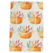 Niedlich Orange Watercolor Pumpkin Pattern Mittlere Geschenktüte (Rückseite)