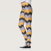 Niedlich Orange Weiß Lila Zickzack Muster Einfach Leggings (Links)