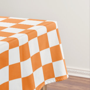 niedlich orange-weiße Karo-Fliesen Tischdecke