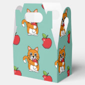 Niedlich Orange White Cat Eating Red Apple Cartoon Geschenkschachtel (Geöffnet)