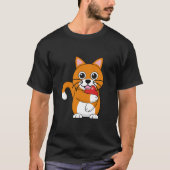 Niedlich Orange White Cat Eating Red Apple Cartoon T-Shirt (Vorderseite)