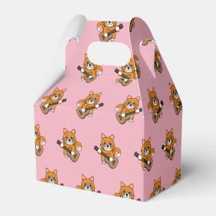 Niedlich Orange White Cat Gitarre spielen Cartoon Geschenkschachtel