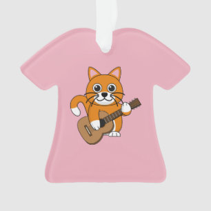 Niedlich Orange White Cat Gitarre spielen Cartoon Ornament