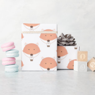 Niedlich Orange White Fox Hot Air Ballon Babydusch Geschenkpapier