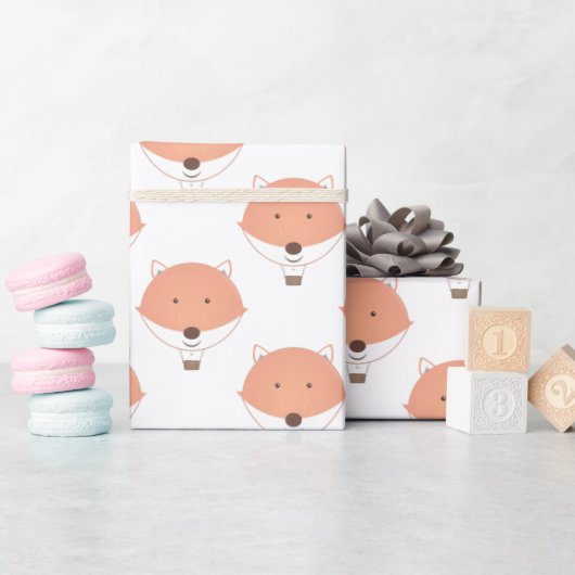 Niedlich Orange White Fox Hot Air Ballon Babydusch Geschenkpapier (Babyparty)