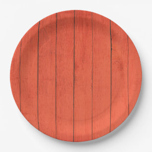 Niedlich Orange Woodgrain Vintag Pappteller