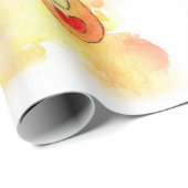 Niedlich Orange Yellow Watercolor Kinderbär & Ball Geschenkpapier (Rolleneckpunkt)