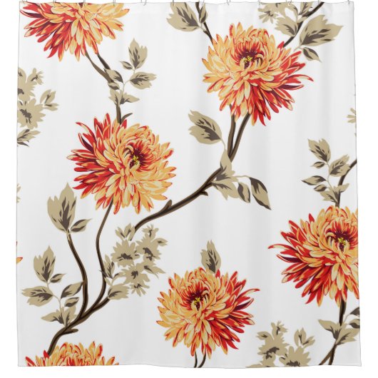 niedlich orangefarbene Blume mit braunem Blätter,  Duschvorhang (Vorderseite)