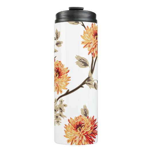 niedlich orangefarbene Blume mit braunem Blätter, Thermosbecher (Vorderseite)
