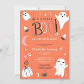 Niedlich orangefarbene Halloween-Babydusche Einladung (Vorderseite)