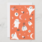 Niedlich orangefarbene Halloween-Babydusche Einladung (Rückseite)