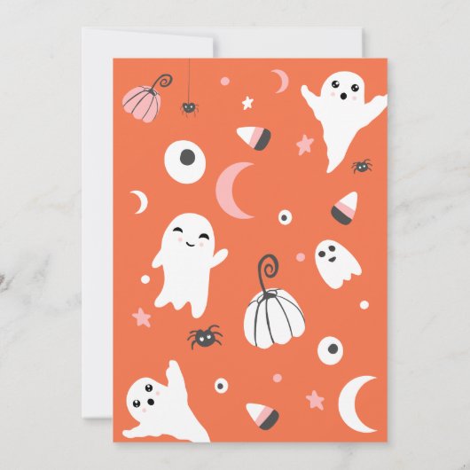 Niedlich orangefarbene Halloween-Babydusche Einladung (Rückseite)