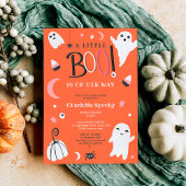 Niedlich orangefarbene Halloween-Babydusche Einladung