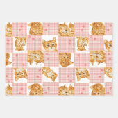 niedlich orangefarbene Katze kariertes Patchwork r Geschenkpapier Set (Vorderseite 2)