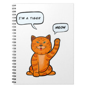Niedlich orangefarbene Katze sagt "Meow". Tiger 20 Notizblock