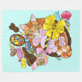 Niedlich Orangefarbene Osterkatze Fleecedecke (Vorderseite (Horizontal))