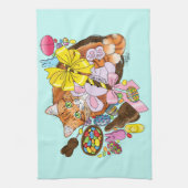 Niedlich Orangefarbene Osterkatze Geschirrtuch (Vertikal)