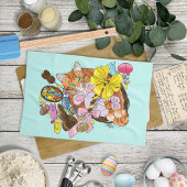 Niedlich Orangefarbene Osterkatze Geschirrtuch