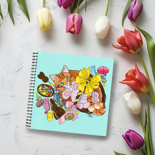 Niedlich Orangefarbene Osterkatze Notizblock