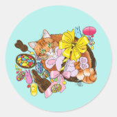 Niedlich Orangefarbene Osterkatze Runder Aufkleber (Vorderseite)