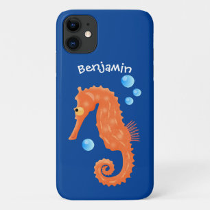 Niedlich orangefarbene Seepferd-Blasen Cartoon-Abb Case-Mate iPhone Hülle