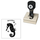 Niedlich orangefarbene Seepferd-Blasen Cartoon-Abb Gummistempel (Stempel)