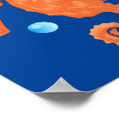 Niedlich orangefarbene Seepferd-Blasen Cartoon-Abb Poster (Ecke)