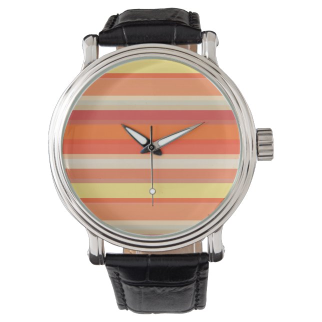 Niedlich orangefarbene Streifen Armbanduhr (Vorderseite)