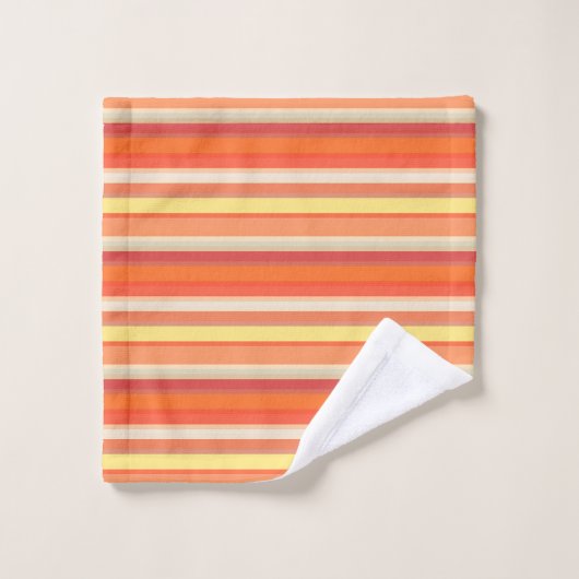 Niedlich orangefarbene Streifen Badhandtuch Set (Waschlappen)