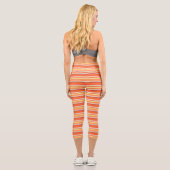Niedlich orangefarbene Streifen Capri Leggings (Rückseite)