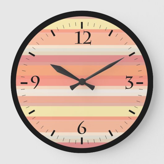 Niedlich orangefarbene Streifen Große Wanduhr (Vorderseite)