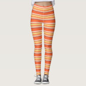 Niedlich orangefarbene Streifen Leggings (Vorderseite)