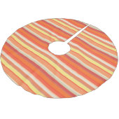 Niedlich orangefarbene Streifen Polyester Weihnachtsbaumdecke (Schrägansicht)