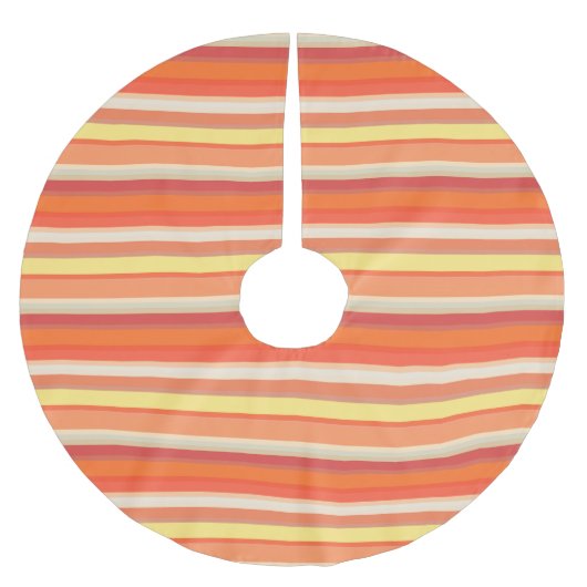 Niedlich orangefarbene Streifen Polyester Weihnachtsbaumdecke (Vorderseite)