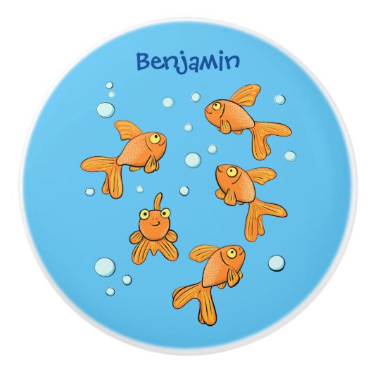 Niedlich orangefarbener Goldfisch auf der Abbildun Keramikknauf (Vorderseite)