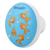 Niedlich orangefarbener Goldfisch auf der Abbildun Keramikknauf (Rechts)